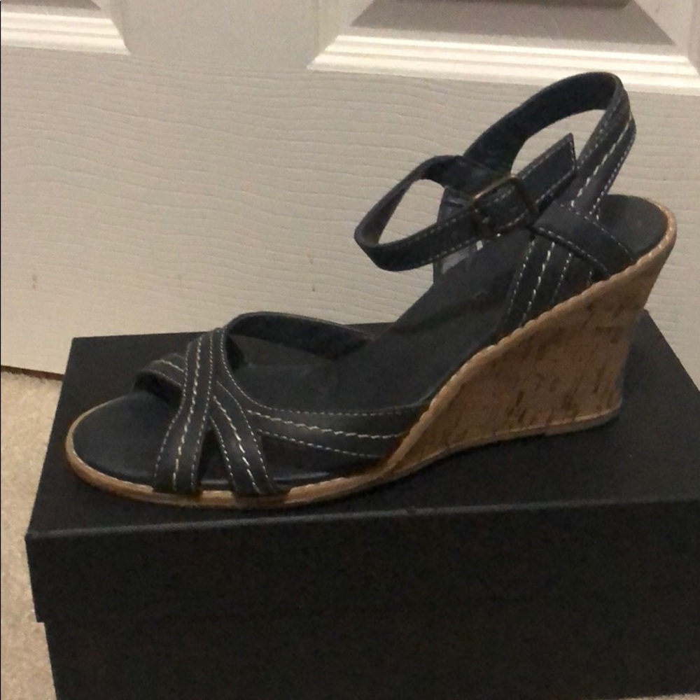 Cute navy and white wedges